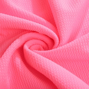 Neon Pink Liverpool Bullet Textured Fabric by the yard 4 Way Stretch Solid - Strip Half Yard Thick Knit Jersey Liverpool Fabric for Bows