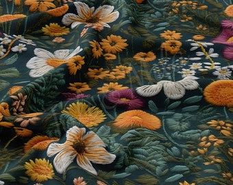 DBP Fabric Double Brushed Polyester Fabric by the Yard DBP Jersey Stretchy Soft Polyester Stretch Fabric DBP1785 Embroidery  Floral