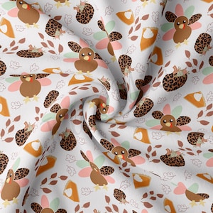 DBP Fabric Double Brushed Polyester Fabric by the Yard DBP Jersey Stretchy Soft Polyester Stretch Fabric DBPleopard Thanksgiving Turkey