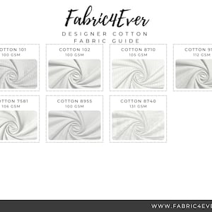 a white fabric pattern with the text fabricter designer cotton fabric guide