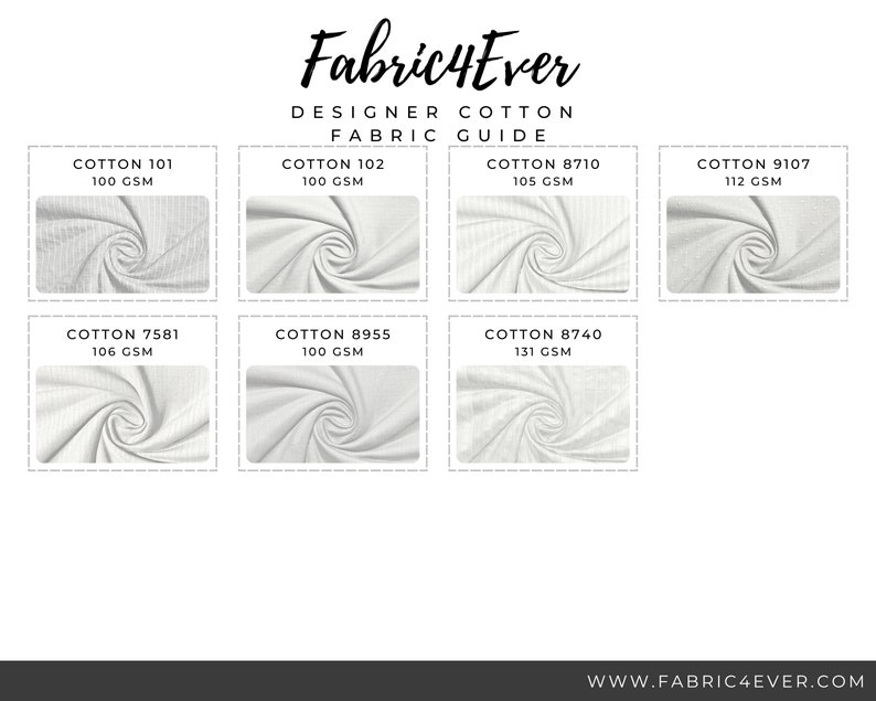 a white fabric pattern with the text fabricter designer cotton fabric guide