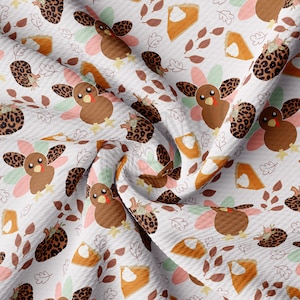 Thanksgiving Turkey Printed Liverpool Bullet Textured Fabric by the yard 4Way Stretch Solid Strip Thick Knit Jersey Liverpool Fabric AA1009