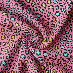 Cheetah Leopard Liverpool Bullet Textured Fabric by the yard 4Way Stretch Solid Strip Thick Knit Jersey Liverpool Fabric AA139  TBP102