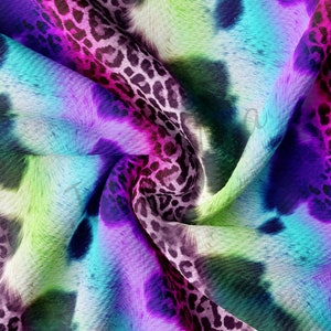Cheetah Leopard Liverpool Bullet Textured Fabric by the yard 4Way Stretch Solid Strip Thick Knit Jersey Liverpool Fabric AA179  TBP102