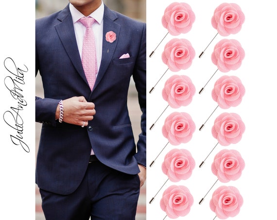 Brooch Men Floral Pin Suit Shirt Corsage Collar Lapel Pin Clothes Accessory  Red