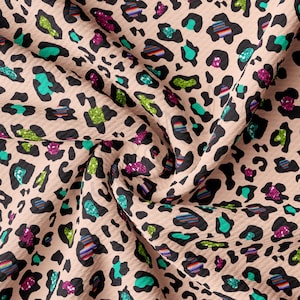 Cheetah Leopard Printed Liverpool Bullet Textured Fabric by the yard AA1469