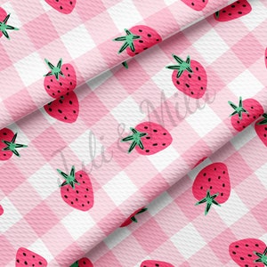 Strawberry Gingham Liverpool Bullet Textured Fabric by the yard  Solid Thick Knit Jersey Liverpool Fabric AA240