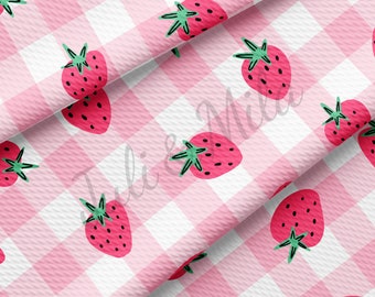 Strawberry Gingham Liverpool Bullet Textured Fabric by the yard  Solid Thick Knit Jersey Liverpool Fabric AA240