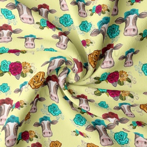 DBP Fabric Double Brushed Polyester Fabric by the Yard DBP Jersey Stretchy Soft Polyester Stretch Fabric DBP1436 Cow