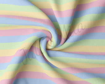 DBP-stof dubbel geborstelde polyester stof op maat gesneden DBP-jersey rekbare zachte polyester stretchstof DBP1459 Pastelstrepen