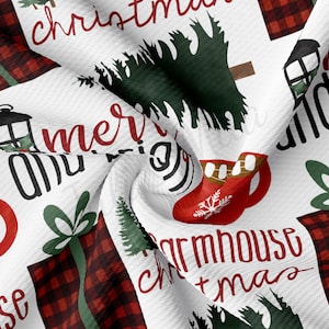 Christmas Liverpool Bullet Textured Fabric by the yard 4Way Stretch Solid Strip Thick Knit Jersey Liverpool Fabric AA2014 Christmas