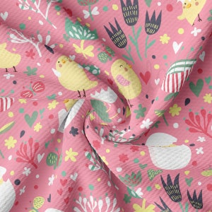 Printed Liverpool Bullet Textured Fabric by the yard 4Way Stretch Solid Strip Thick Knit Jersey Liverpool Fabric AA2548 Easter