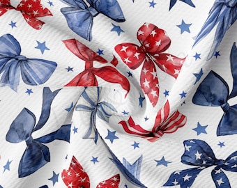 4th of July Patriotic Printed Liverpool Bullet Textured Fabric by the yard DBP Rib Knit Double Brush Polyester Liverpool Fabric  AA3196