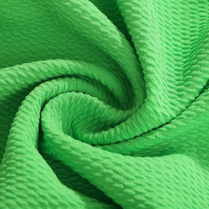 Apple Green Liverpool Bullet Textured Fabric by the yard 4 Way Stretch Solid - Strip Half Yard Thick Knit Jersey Liverpool Fabric for Bows