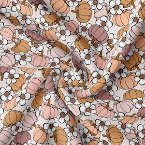 Pumpkin Fall Halloween Autumn Printed Liverpool Bullet Textured Fabric by the yard Fabric pumpkin AA1866