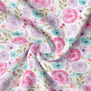 Floral Printed Liverpool Bullet Textured Fabric by the yard 4Way Stretch Solid Strip Thick Knit Liverpool Fabric AA1842