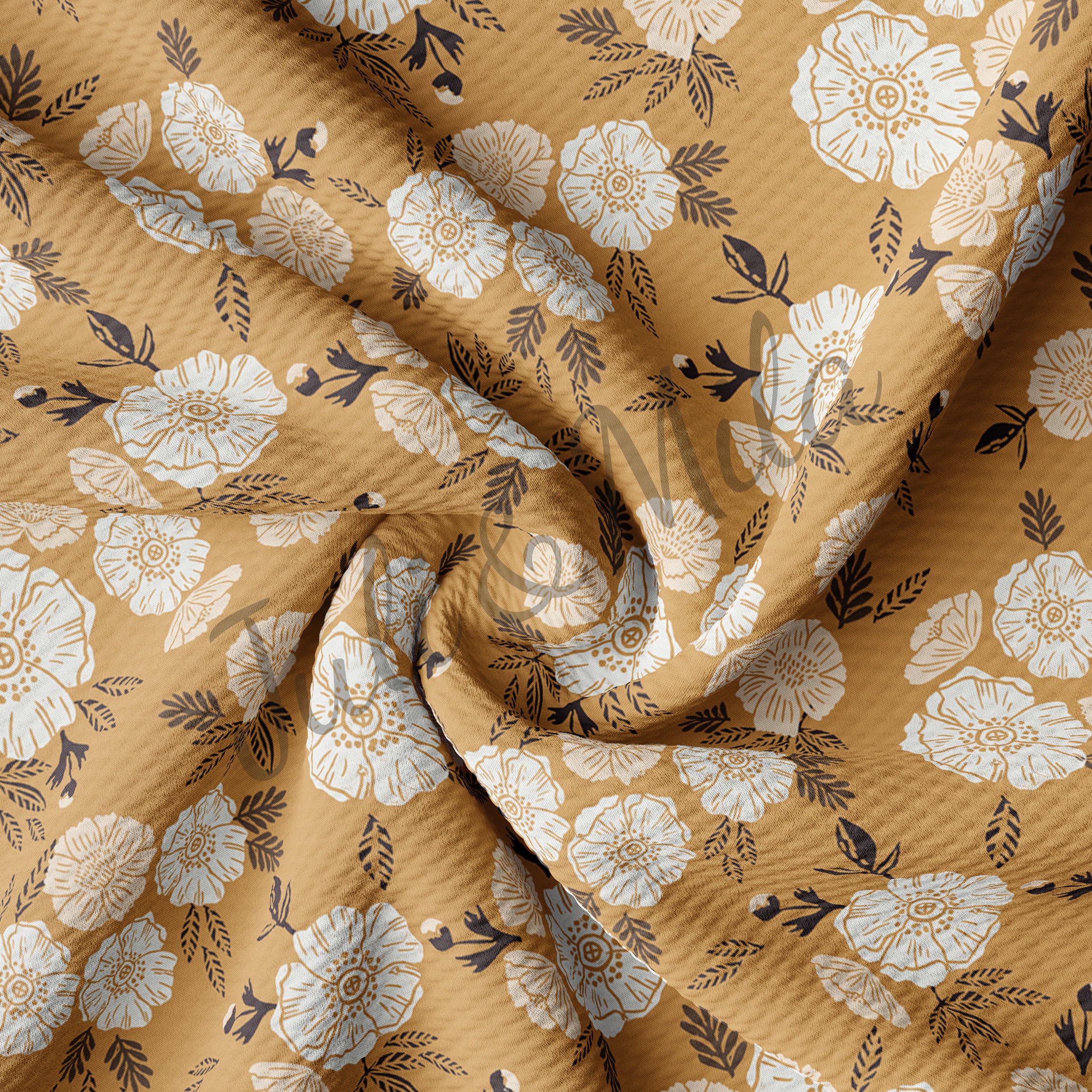 Floral Printed Liverpool Bullet Textured Fabric by the yard 4 Way Str…