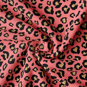 Cheetah Leopard Liverpool Bullet Textured Fabric by the yard 4Way Stretch Solid Strip Thick Knit Jersey Liverpool Fabric AA177  TBP102