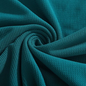 Teal Liverpool Bullet Textured Fabric by the yard 4 Way Stretch Solid - Strip Half Yard Thick Knit Jersey Liverpool Fabric for Bows
