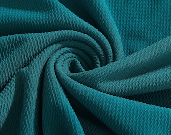 Teal Liverpool Bullet Textured Fabric by the yard 4 Way Stretch Solid - Strip Half Yard Thick Knit Jersey Liverpool Fabric for Bows
