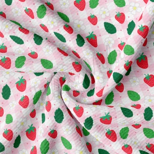 Liverpool Bullet Textured Fabric by the yard 4Way Stretch Solid Strip Thick Knit Jersey Liverpool Fabric AA2469 Strawberry