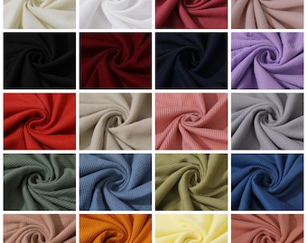 Waffle Fabric by the yard, Waffle Knit Fabric, Stretchy Waffle Fabric, Polyester Spandex 60 inches wide Solid Colors 220GSM