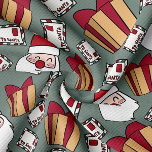 Christmas Printed Liverpool Bullet Textured Fabric by the yard 4 Way Stretch Solid Strip Thick Knit Jersey Liverpool Fabric AA2973
