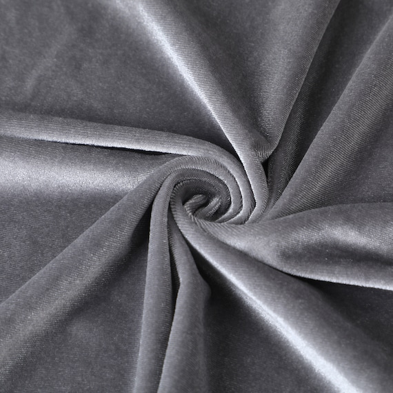 Gray Stretchy Velvet Fabric by the Yard Stretch Fabrics Polyester