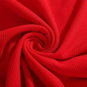 Red Liverpool Bullet Textured Fabric by the yard 4 Way Stretch Solid - Strip Half Yard Thick Knit Jersey Liverpool Fabric for Bows