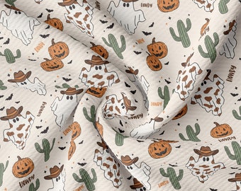 Halloweentryckt Liverpool Bullet-tyg, metervara, stickad jersey, bambu, bomull, spandex, DBP, badvåffel, ribbstickad scuba, minky muslin AA2774