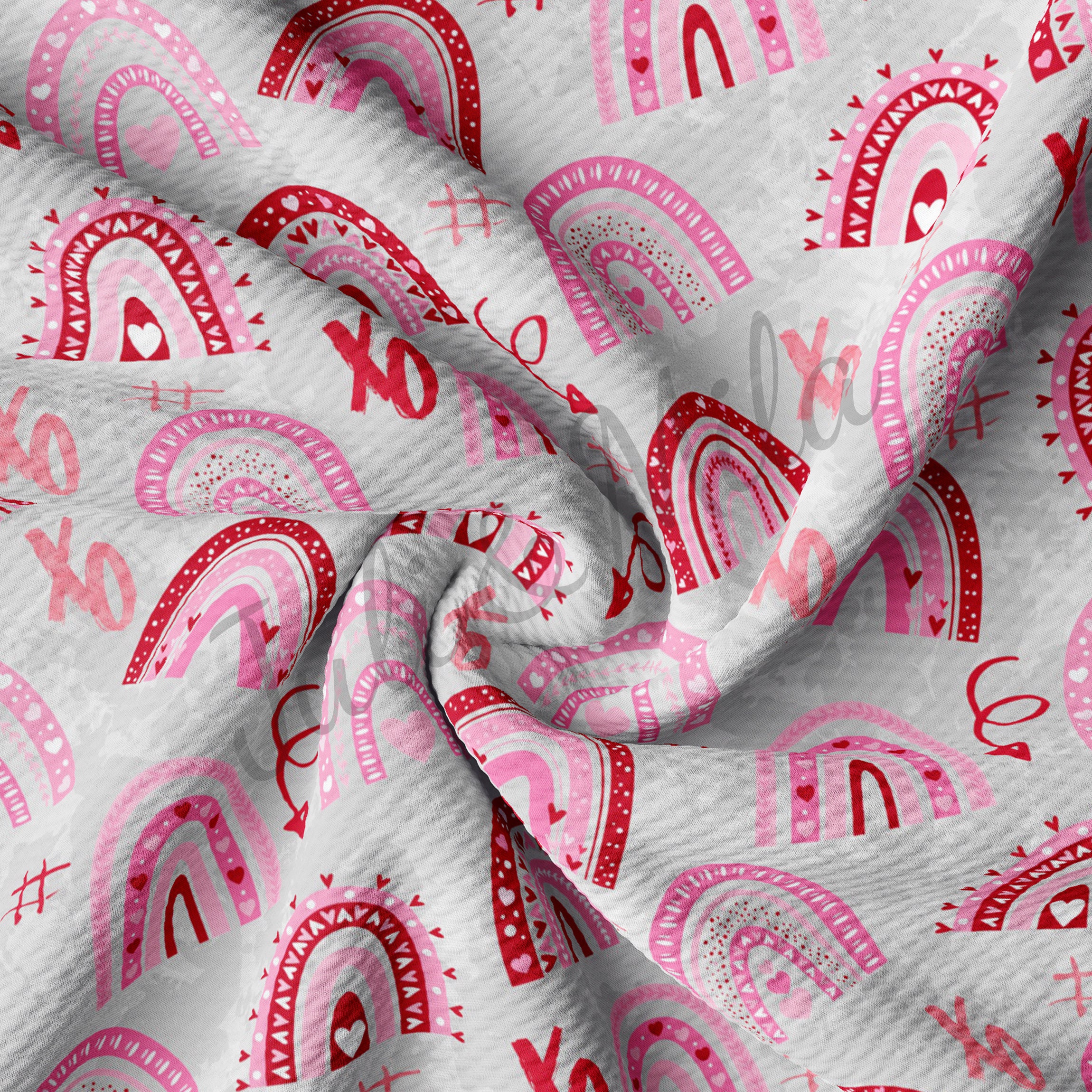 Bullet Printed Liverpool Textured Fabric Stretch Neon Pink White 1