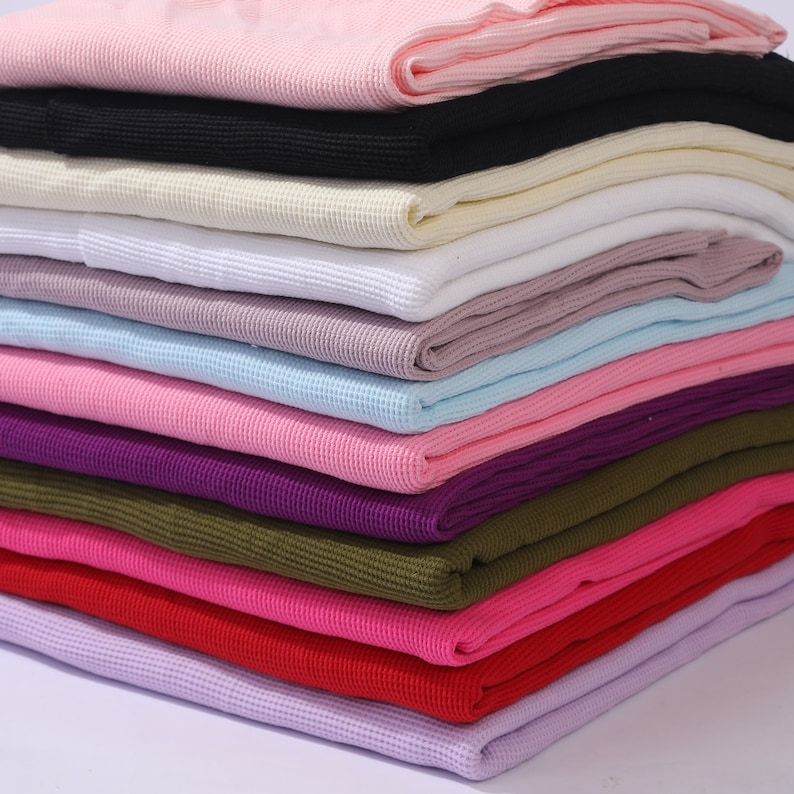 97 percent Cotton 3 percent Spandex Waffle Cotton Fabric by the yard Waffle Knit Stretchy Fabric image 1