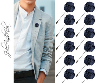 Flower Lapel Pin, Navy Lapel Pin, Lapel Pin, Wedding Lapel Pin, Men Lapel Pin, Lapel Flower, Wedding Boutonniere, Gift, Men's Lapel