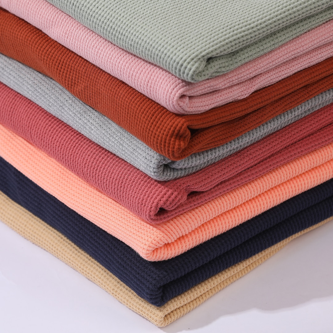 Waffle Cotton Fabric by the Yard, Waffle Knit Stretchy