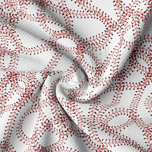 Baseball Printed Bullet Textured Fabric by the yard 4Way Stretch Solid Liverpool Fabric AA1485
