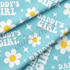 Daddy&#39;s Girl Printed Liverpool Bullet Textured Fabric by the yard 4Way Stretch Solid Strip Thick Knit Jersey Liverpool Fabric AA290