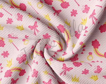 Tela estampada princesa Liverpool con textura de bala, cortada a medida. Tejido de punto grueso Liverpool con lazo princesa AA012