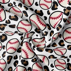 Baseball Cheetah Leopard Printed Bullet Textured Fabric by the yard 4Way Stretch Solid Liverpool Fabric AA932