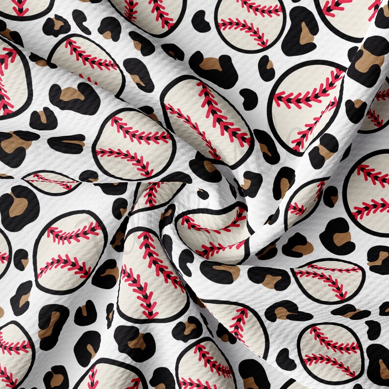 Strukturierter Stoff mit Baseball-Geparden-Leoparden-Print, Massenware, 4-Wege-Stretch-Stoff aus festem Liverpool-Stoff AA932 Bild 1