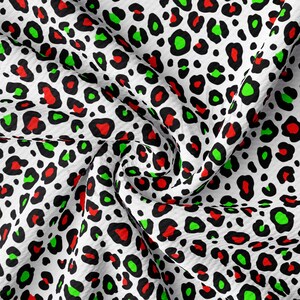 Christmas Cheetah Printed Liverpool Bullet Textured Fabric by the yard 4Way Stretch Solid Strip Leopard Liverpool Fabric AA949
