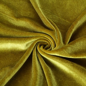 Olive Stretchy Velvet Fabric by The Yard Stretch Fabrics Polyester Spandex for Scrunchies Clothes Costumes Crafts Bows
