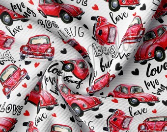 Valentine's Day Printed Liverpool Bullet Textured Fabric by the yard 4Way Stretch Solid Strip Thick Knit Jersey Liverpool Fabric VD22