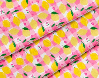 100% Cotton Fabric By the Yard Printed in USA Cotton Sateen -  Cotton CTN2393 Lemons