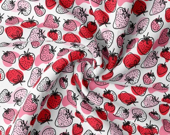 DBP-stof dubbel geborstelde polyester stof op maat gesneden DBP-jersey rekbare zachte polyester stretchstof DBP2474 Aardbeienaardbeien
