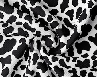 Cow Print Printed Liverpool Bullet Textured Fabric by the yard 4 Way Stretch Solid Strip Thick Liverpool Fabric AA2670