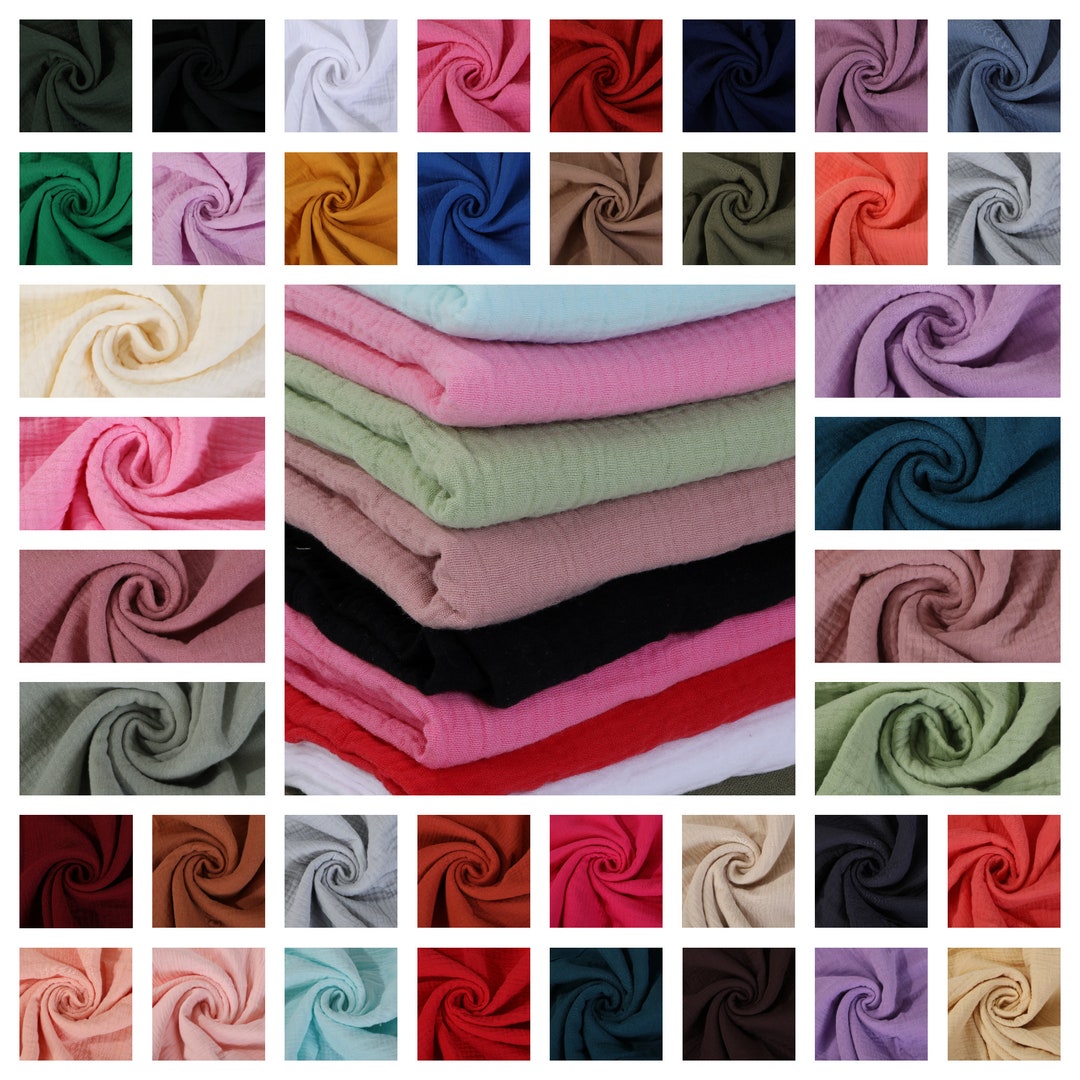 100 Cotton Double Gauze Muslin Fabric by the Yard, Crinkle Fabric