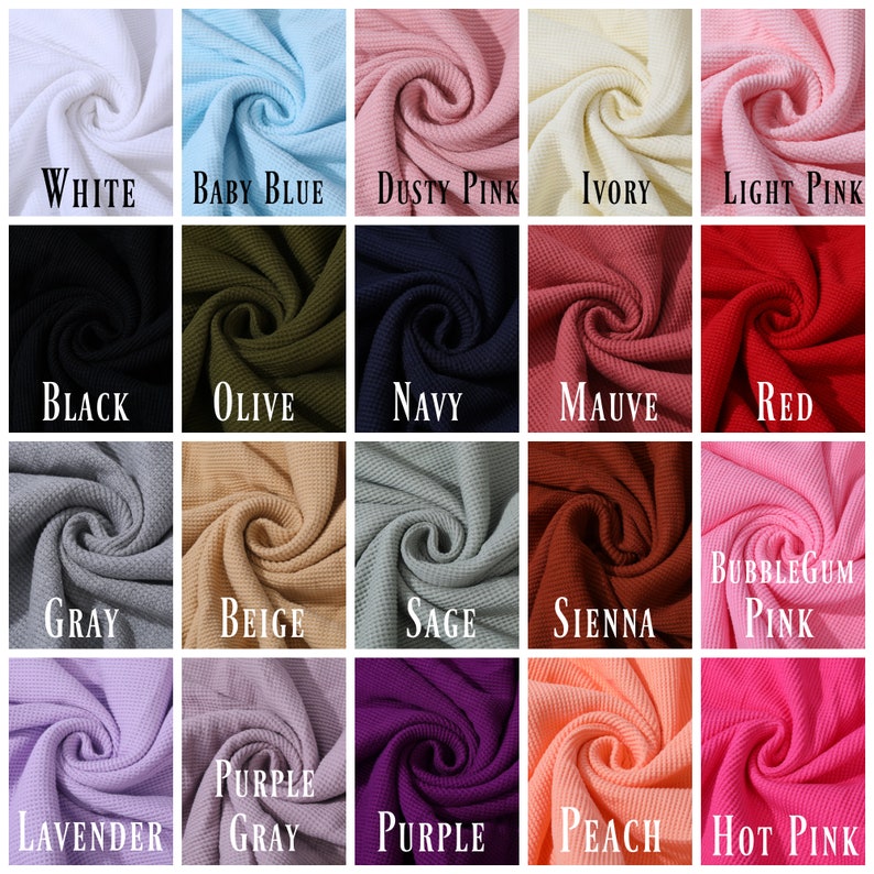 97 percent Cotton 3 percent Spandex Waffle Cotton Fabric by the yard Waffle Knit Stretchy Fabric image 2