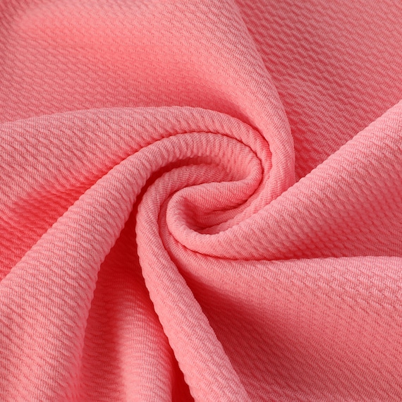 BubbleGum Pink Liverpool Bullet Textured Fabric by the yard 4Way Stretch Solid - Strip Half Yard Thick Knit Jersey Liverpool Fabric for Bows