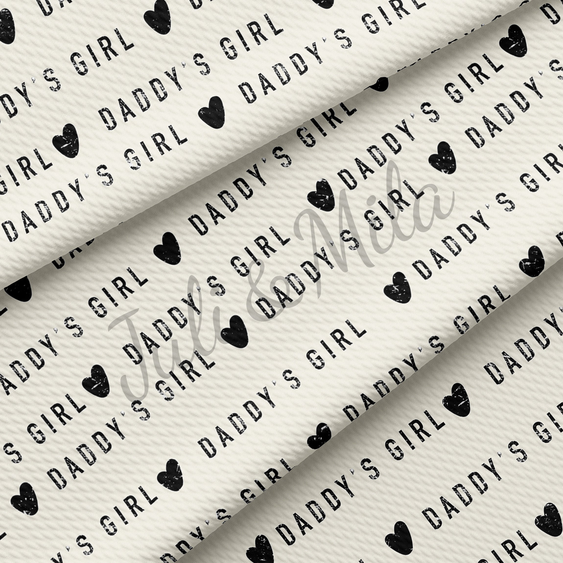 Daddy's Girl Printed Liverpool Bullet Textured Fabric by the yard 4 Way Stretch Solid Strip Thick Liverpool Fabric (Daddy'sGirl3) AA546