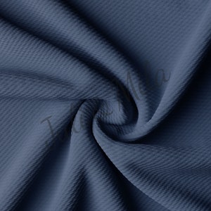 Dark Denim Liverpool Bullet Textured Fabric by the yard 4 Way Stretch Solid - Strip Half Yard Thick Knit Jersey Liverpool Fabric for Bows